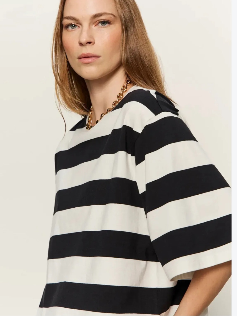 Talbots Black and White Striped Short Sleeve Top